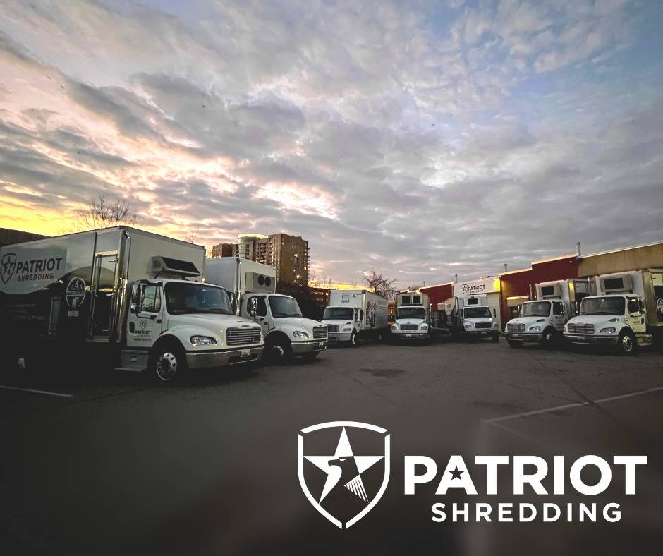 patriot shredding trucks lined up outside